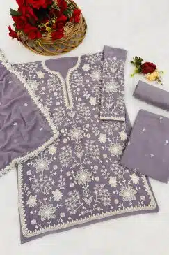 Alternative view of simple partywear dress in georgette fabric