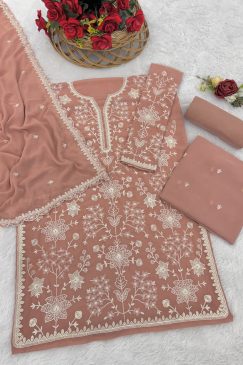 Alternative view of simple partywear dress in georgette fabric
