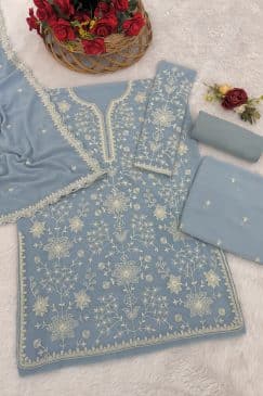Alternative view of simple partywear dress in georgette fabric