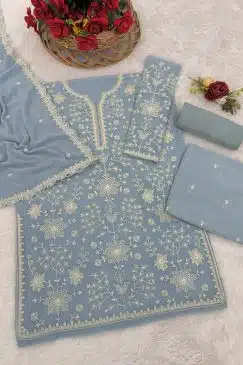 Alternative view of simple partywear dress in georgette fabric