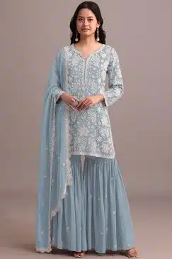 simple partywear dress in georgette fabric