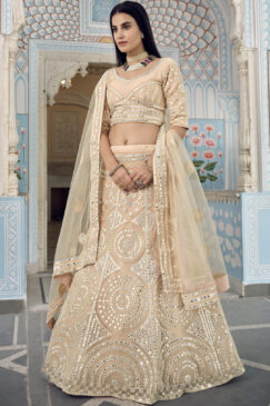 Cream Organza Sangeet Lehenga Choli