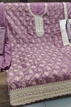 Alternative view of Purple Color Beautiful Dress in Jacquard FAbric