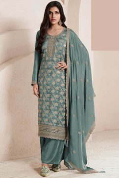 Firozo Color Beautiful Dress in Jacquard FAbric