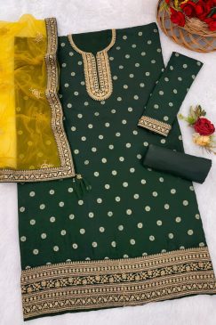 Alternative view of Green Colour Patiala Dress in Jacquard Fabric