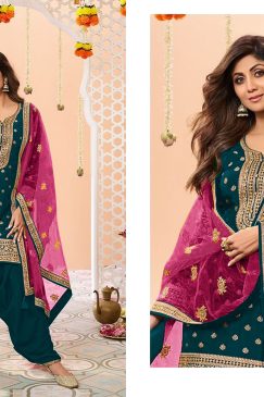 Morptich Colour Patiala Dress in Jacquard Fabric