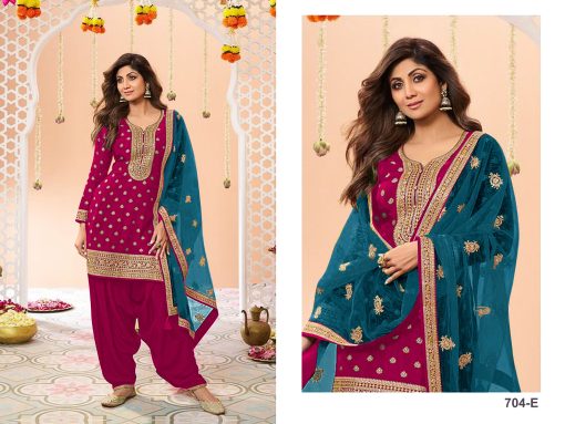 Pink Colour Patiala Dress in Jacquard Fabric