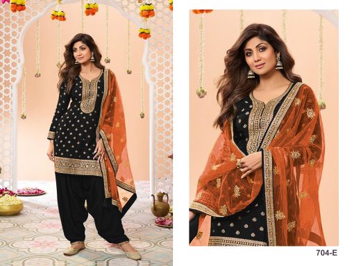 Black Colour Patiala Dress in Jacquard Fabric
