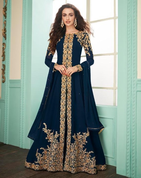 teal anarkali