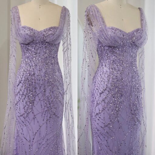 Elegant Sheath Square Neck Crystal Embellished Cape Burgundy Floor Length Evening Dress For Sale