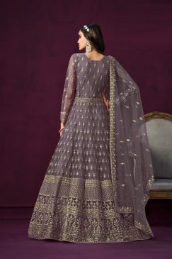 Alternative view of Grey Color Beautiful Net Anarkali Dress