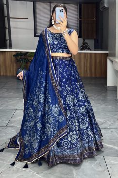 Printed lehenga creation from our Floral and Geometric combination which looks vibrant and Showcase beauty of a woman