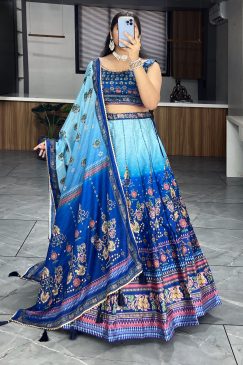 Printed lehenga creation from our Floral and Geometric combination which looks vibrant and Showcase beauty of a woman