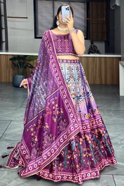 Printed lehenga creation from our Floral and Geometric combination which looks vibrant and Showcase beauty of a woman