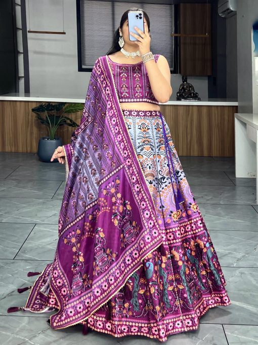 Printed lehenga creation from our Floral and Geometric combination which looks vibrant and Showcase beauty of a woman