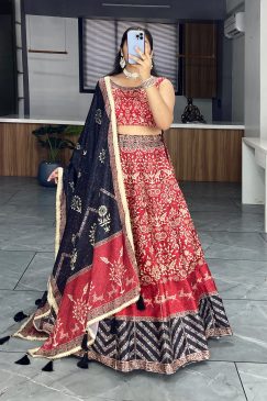 Printed lehenga creation from our Floral and Geometric combination which looks vibrant and Showcase beauty of a woman
