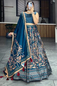 Printed lehenga creation from our Floral and Geometric combination which looks vibrant and Showcase beauty of a woman