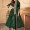 Green Georgette Embroidered Front Slit Anarkali Suit