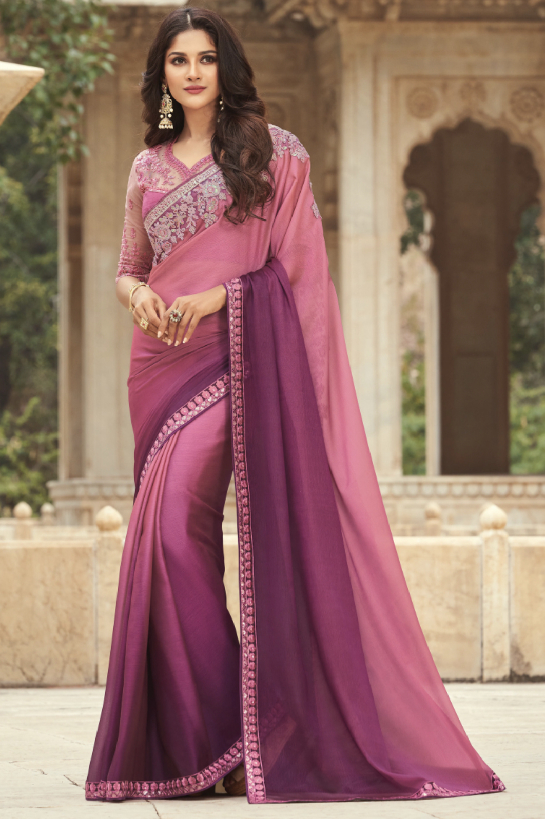 Pink saree designer blouse clearance