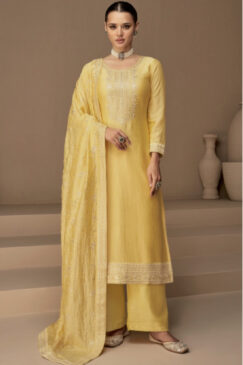 Yellow Silk Palazzo Pant Suit
