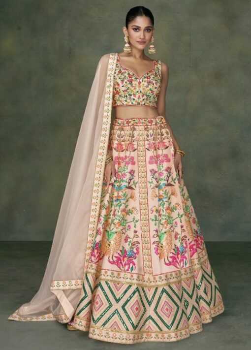 Peach Embroidered Designer Lehenga Choli
