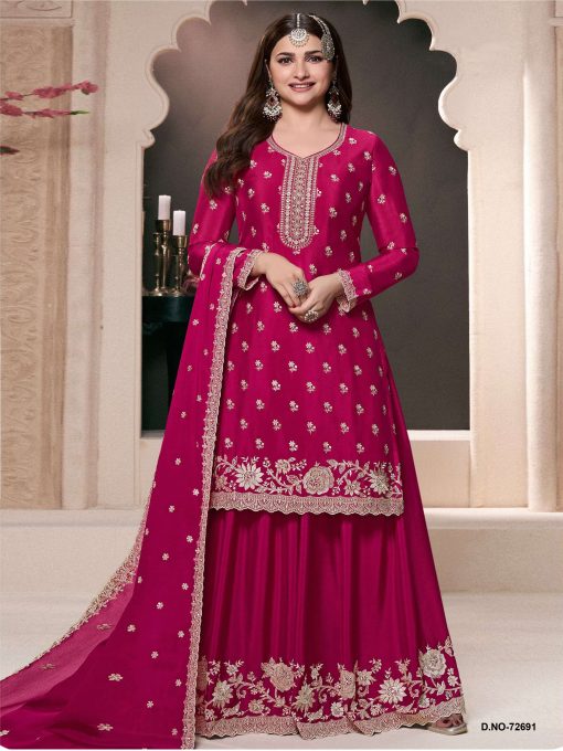 Heavy Partywear Dress in Chinon Fabric