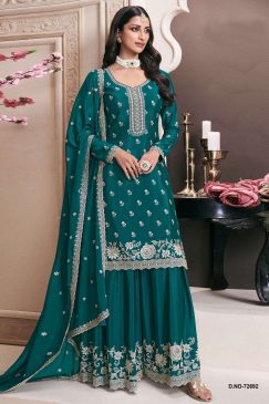 Heavy Partywear Dress in Chinon Fabric