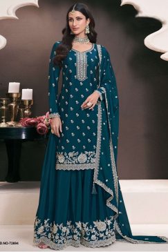 Heavy Partywear Dress in Chinon Fabric