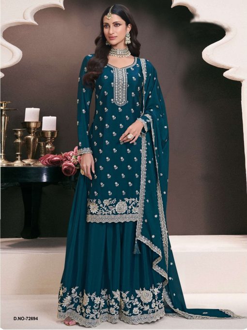 Heavy Partywear Dress in Chinon Fabric