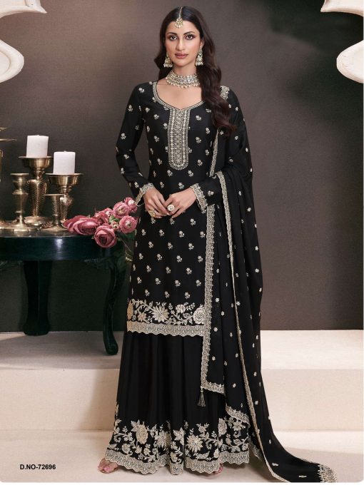 Heavy Partywear Dress in Chinon Fabric