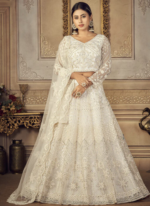 White Net Sangeet Lehenga Choli