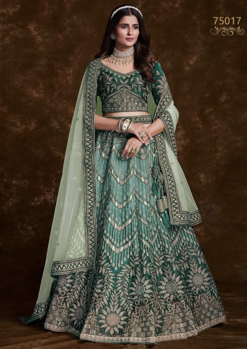 Sea Green Heavy Embroidered Bridal Lehenga Choli