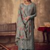 Grey Jacquard Viscose Embroidered Palazzo Suit