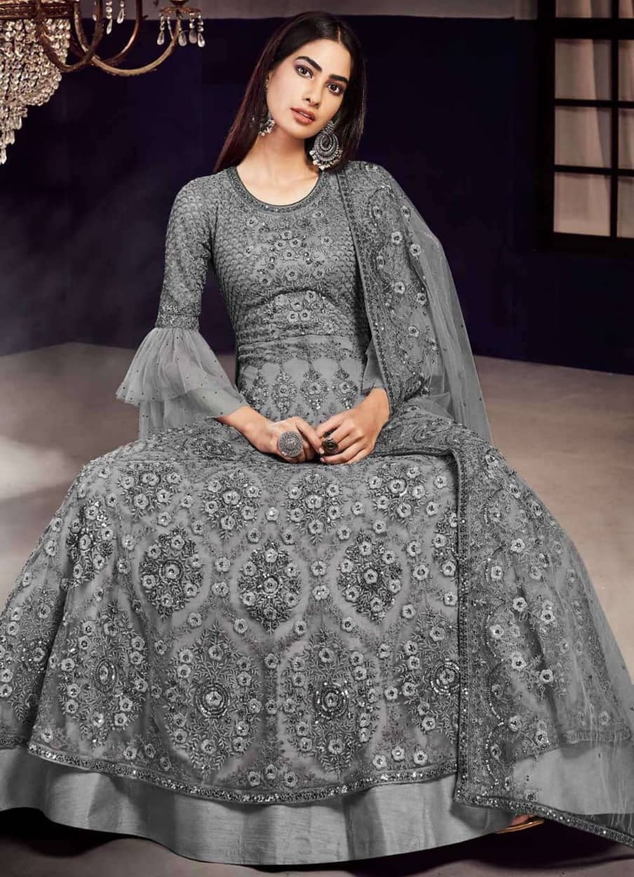 net frill gown design