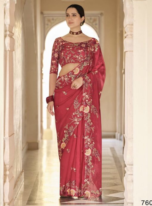 Red Organza Wedding Saree