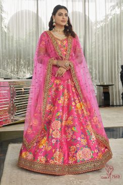 Alternative view of Modern Floral Lehenga Choli For Wedding Function in Pink color