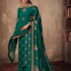 Green Jacquard Viscose Embroidered Palazzo Suit