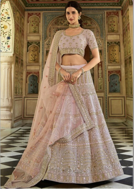 Mauve Pink Organza Lehenga Choli