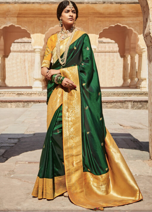 Green Silk Embroidered Saree