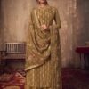 Brown Jacquard Viscose Embroidered Palazzo Suit
