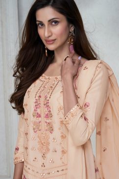 Alternative view of Blush Peach Chinon Silk Designer Palazzo Suit