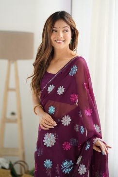 Alternative view of Beautiful Wedding Georgette Fabric Saree