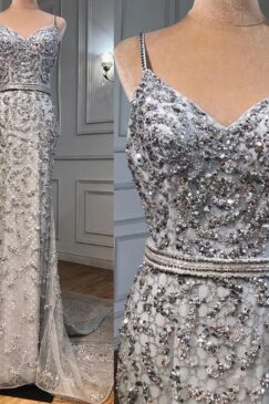 Alternative view of Heavily Beaded Court Train Evening Dress