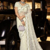 White Digital Net Heavy Diamond Work Saree