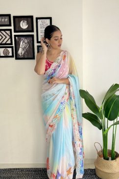 Charming Partywear Saree In Georgette Fabric