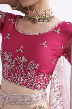 Alternative view of Shaded Pink Net Bridal Lehenga Choli