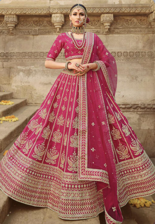 Pink Heavy Silk Bridal Lehenga Choli