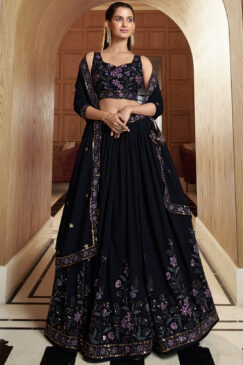 Navy Georgette Party Wear Lehenga Choli