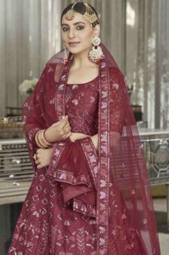 Alternative view of Maroon Silk Party Wear Lehenga Choli