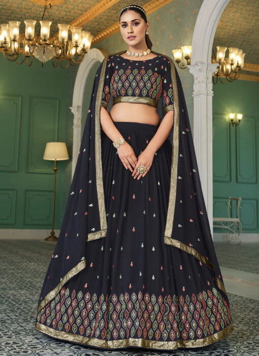 Navy Blue Georgette Lehenga Choli